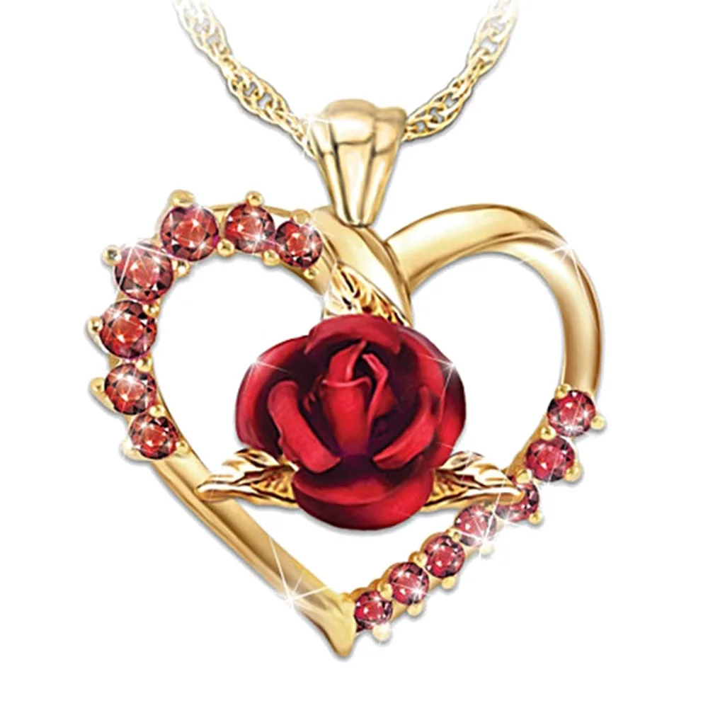for Lady Diamond Jewelry Chain Gift Pendant Necklace Female Women Heart Necklace Beautiful Fashion Alloy