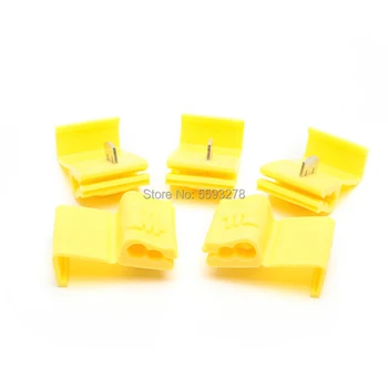 

100PCS/LOT T Shape Wire Cable Connectors Yellow Scotch Lock Quick Splice Electrical Terminal Block Electrical Car Audio Tool