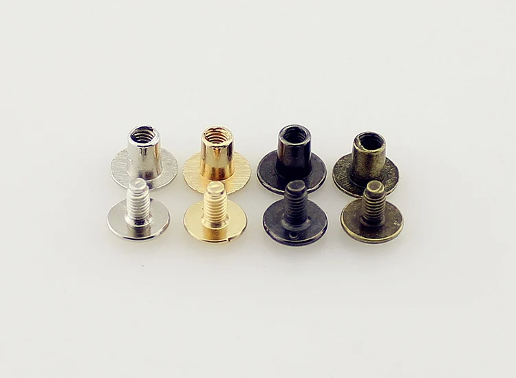 50 Sets 8x6mm(5/16 inch) Round Flat Head Chicago Screw Button Metal Rivets For Leather Craft Spikes And Studs For Clothing