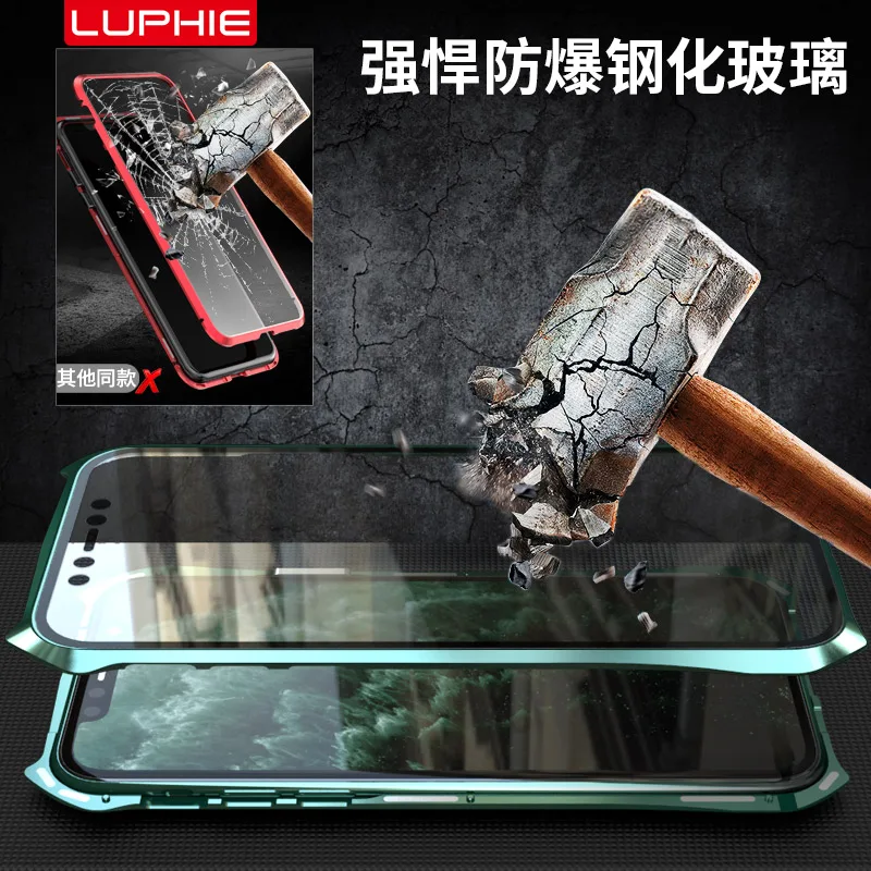 Бэтмен металлический каркас Магнитный чехол для iPhone 11 Pro Max Чехол 9H двойное закаленное стекло Жесткий Чехол для iPhone 11 Pro Max Capa