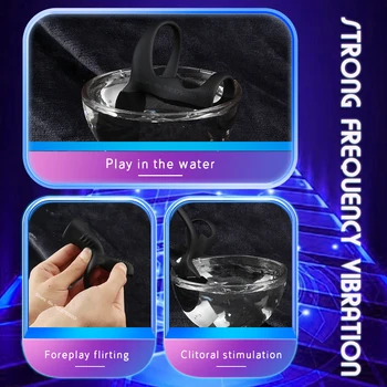 Vibrator Penis Ring Adult Men Delay Ejaculation Cock Chastity Cage Penisring Enlargement For Male Dick Sleeve Couple Sex Toy 4