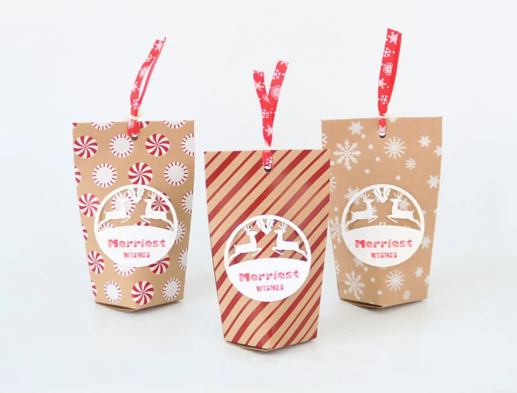 6 шт., Подарочная коробка с рождественским оленем, милая мультяшная крафт-бумага, коробка для хранения, рождественские вечерние украшения, органайзер для стола, офисные аксессуары