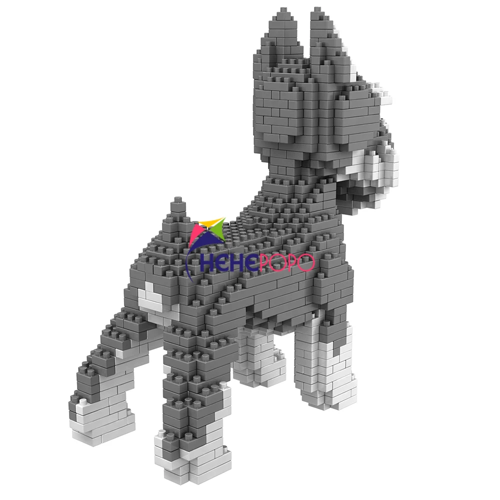 880 шт 6618 1 Schnauzer монтажные блоки модель животных мини кирпичи игрушки Алмазные