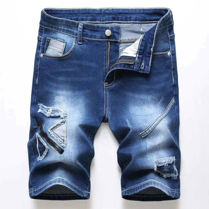 

1J jeans men's pants elastic patch Amazon personalized fashion men's shorts wholesale jeans private label wholesale