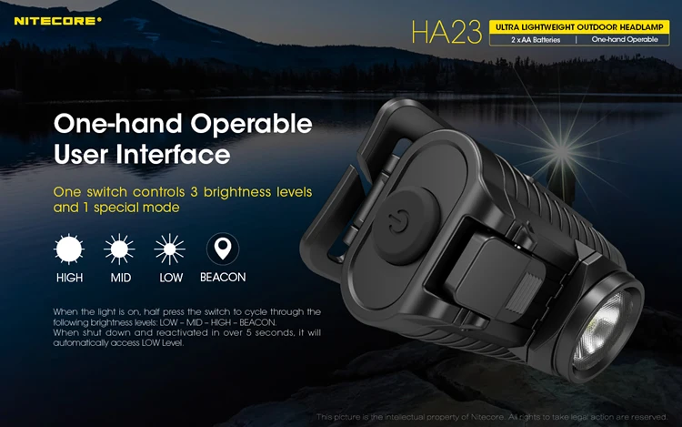 NITECORE HA23 CREE XP-G2 S3 светодиодный налобный фонарь AA