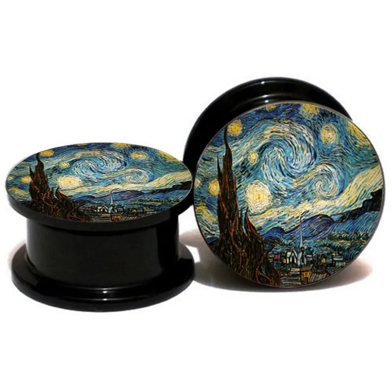 Акриловый расширитель для ушей Van Gogh Art штекер и туннель 6-25 мм 2 шт./лот | Украшения