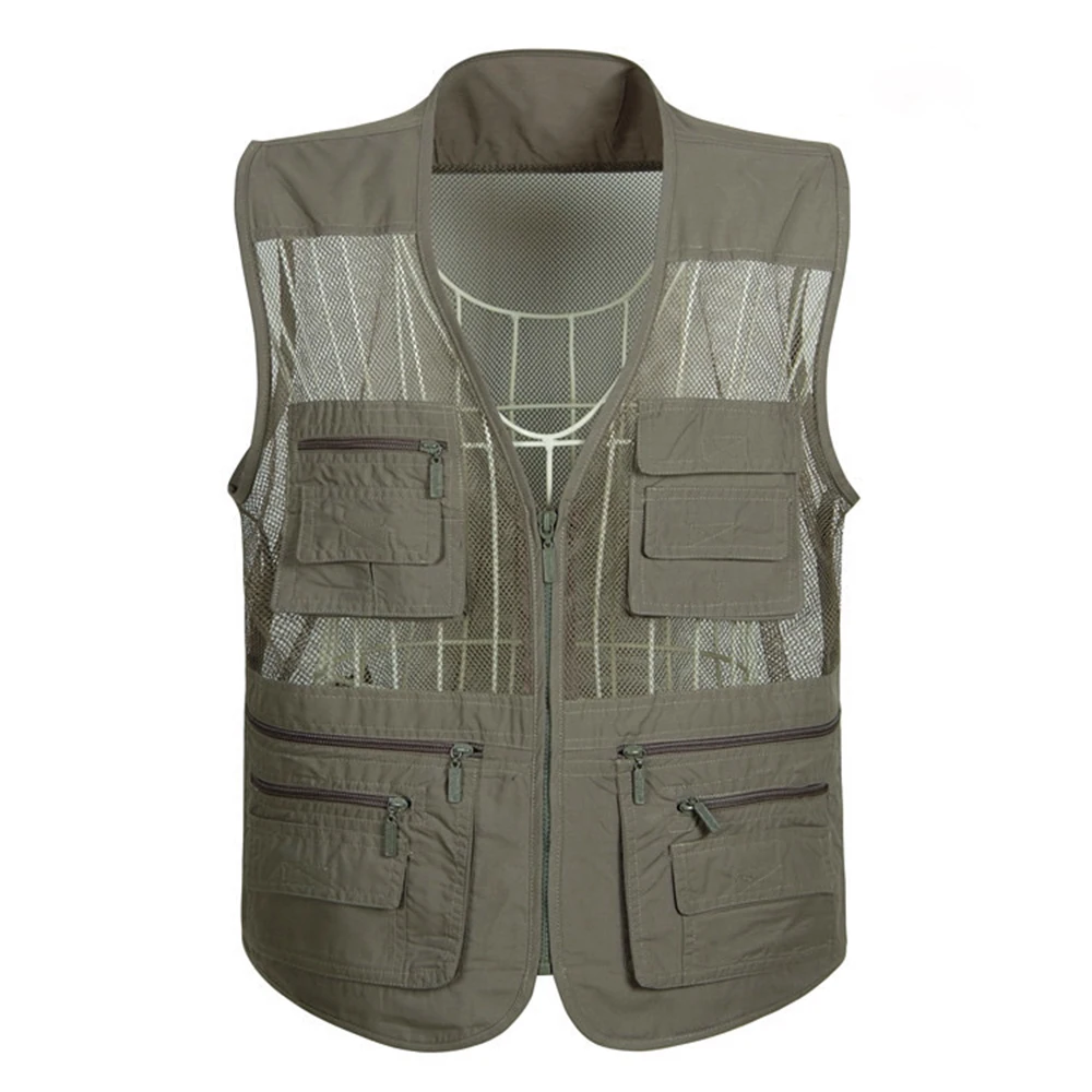 Multi Pocket Camouflage Breathable Fishing Mesh Vest Mutil-Pocket Photography Waistcoat Jacket Optional Size