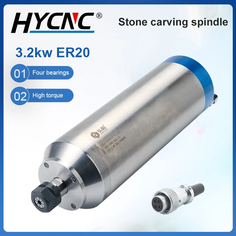 

CNC Spindle Motor 3.2kw ER20 Water-cooled Heat Dissipation 220V 380V D=100MM Four-bearing Engraving Machine Stone Processing