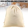 2 Pack Extra Large Cotton Canvas Heavy Duty Laundry Bags Versatile Multi Use Beige for Hotel UD88 1