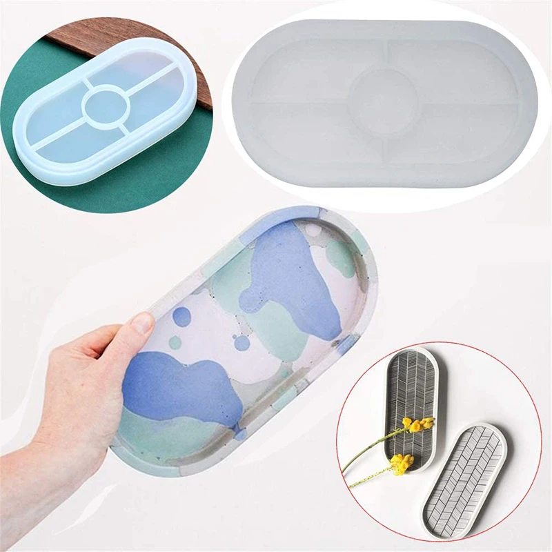 DIY Ashtray Mold Square Cup Mat Making Silicone Mould Oval Resin Casting Molds MJJ88 | Дом и сад