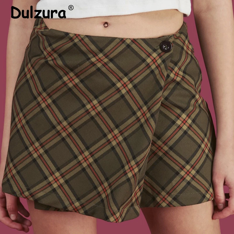 

Brand 2019 Retro Plaid Mini Skirt Women Harajuku Girls High Waist Wrap Skirts Fashion Vintage Preppy Style Short A-Line Skirt