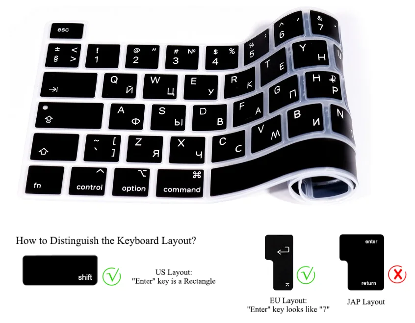 Keyboard cover touch bar protector for MacBook Pro 13 inch A2338 M1 A2251 A2289 Touch Bar Skin EU/UK/ US French/Russian /English/Spanish Keyboard Cover