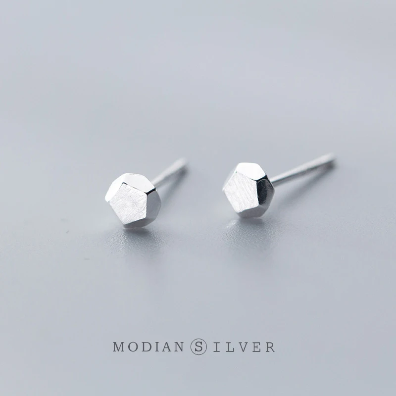 Modian 925 пробы серебряные геометрические белые и черные миниатюрные серьги-гвоздики Модные Простые для женщин серебряные ювелирные изделия подарок