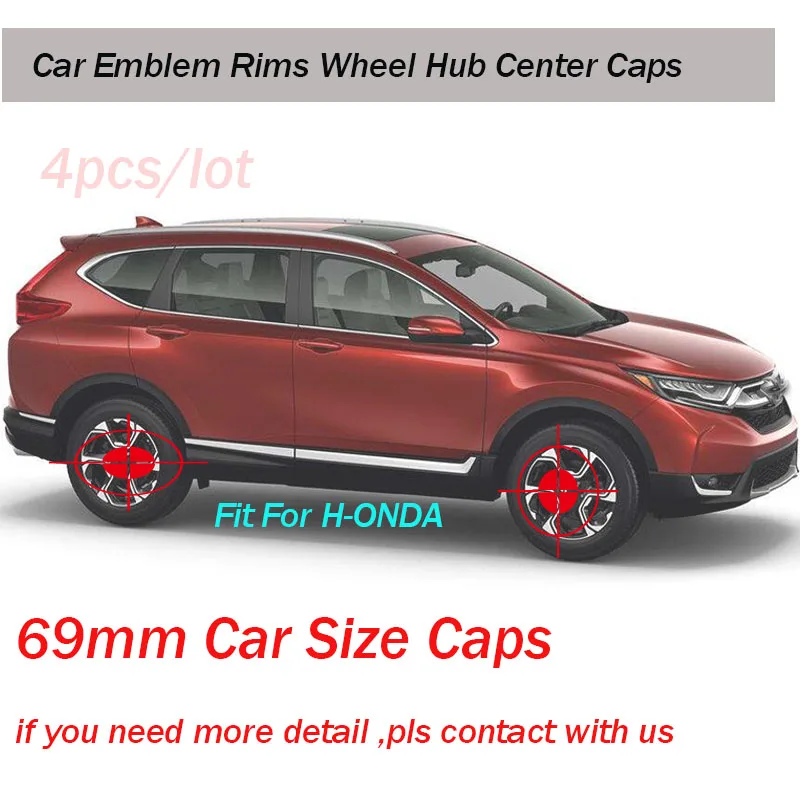 

4pcs/set 69mm car emblem logo badge wheel Hub Covers Auto label caps for CRV Civic Accord CITY Fit Pilot Crossroad Rims Caps