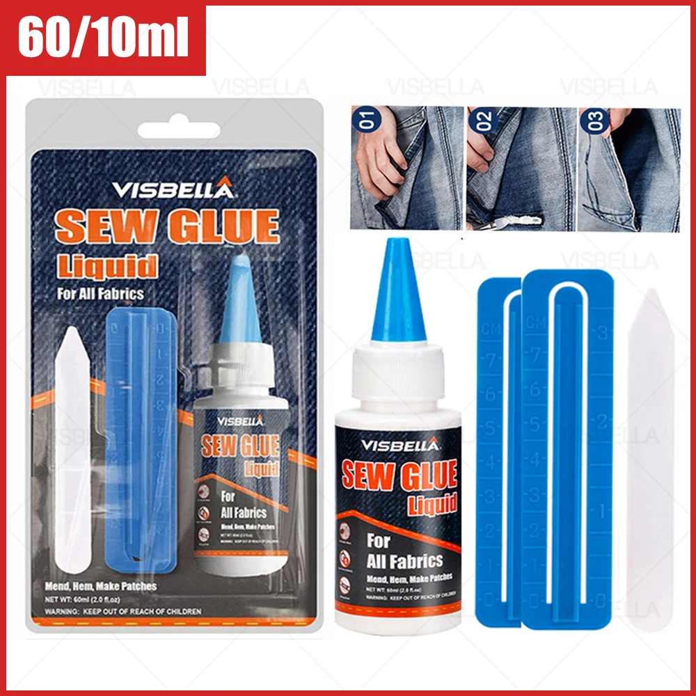 Visbella 60/10ml Sew Liquid Glue Bonding Glue Repair Kits For Leather