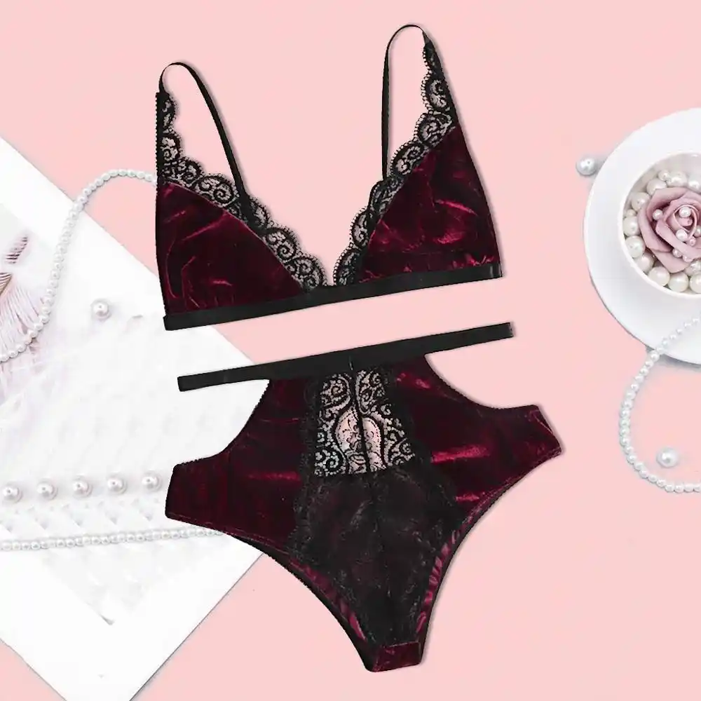 Velvet bra and short set pink Clearance