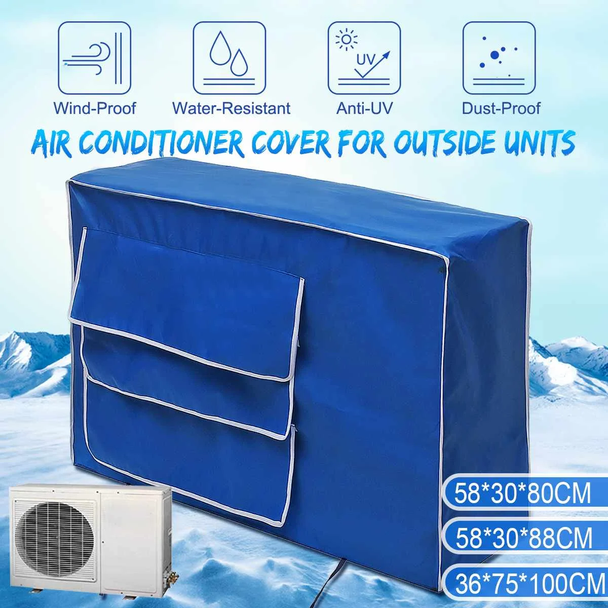 

3 size New Outdoor Air Conditioning Cover Air Conditioner Waterproof Dust Shade Cleaning Cover Anti-Snow for Outdoor AC Unit
