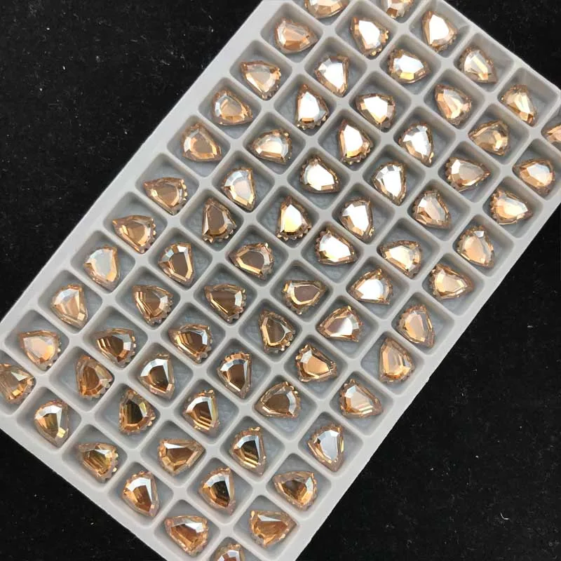 champagn 7x10 мм 72 шт 3D Стразы для ногтей Снежинка Кристалл Клей на драгоценные камни для ногтей кристалл алмаз украшения ногтей аксессуары - Цвет: champagn