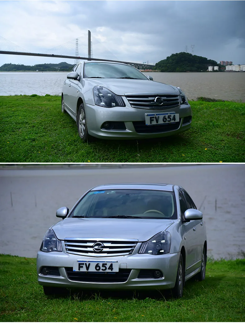 Автомобильный Стайлинг для фар Sylphy 2007-2011 Sentra светодиодный светодиодные дневные ходовые огни на передних фарах Биксеноновые линзы дальнего ближнего света парковки
