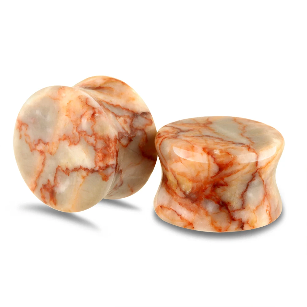 

JUNLOPWY Natural Organic Stone Ear Plugs Gauges Tunnel Expanders Stretcher Double Flared Amazonite Flesh Piercings Body Jewelry