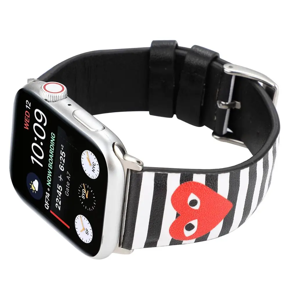 

Leather Heart strap For apple watch band 44/40mm 42/38mm Series 5 4 3 2 1 Men Women Bracelet wrist straps for iWatch accessories