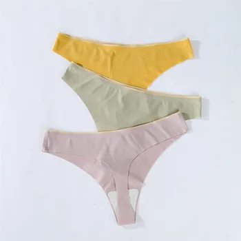 

3pcs Thong Panties Seamless Silk Underwear Brief Sexy Tanga Lingerie Women G String Thongs Panty Breeches Briefs Drop Shipping