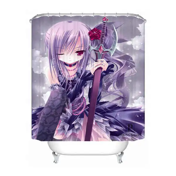 Shower Curtain Пользовательские лоли Nekomimi Водонепроницаемый душ Шторы Главная Ванна Ванная комната s крючки полиэфирной ткани Multi Sizes180509-02-144 - Цвет: Shower Curtain