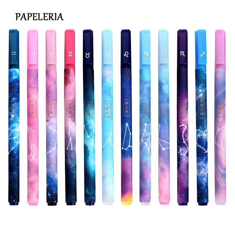 

3pcs/set kawaii Constellation Gel Pen Cute Star Universe 0.5mm Black Ink Neutral Pen For Office Student Stationery Supplies Gift