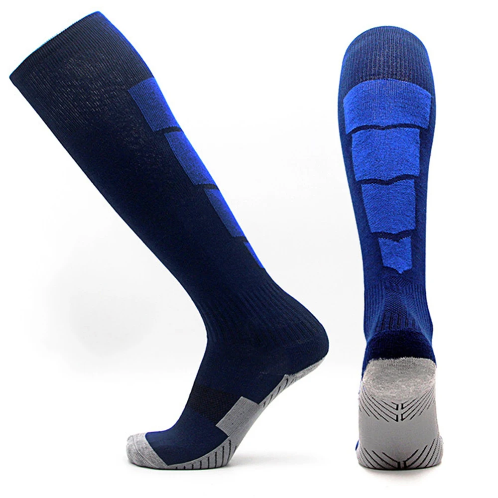 Practical 3 Color Nylon Soccer Match Soft Long Tube Socks Football Socks Athletes Sport Socks Antiseptic Comfortable Portable - Цвет: blue gray