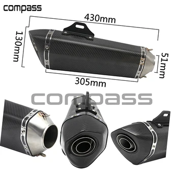 

Alconstar- 51mm Carbon Fiber Motorcycle AkExhaust Pipe Muffler with DB Killer Slip On for Yamaha MT07 MT09 YZF R1 R6 FZ6
