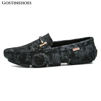 

Sepatu Chaussure Genuine Leather Camouflage Casual Black Slip on Flats Zapatos Hombre Loafers Cow Leather Full Grain Leather
