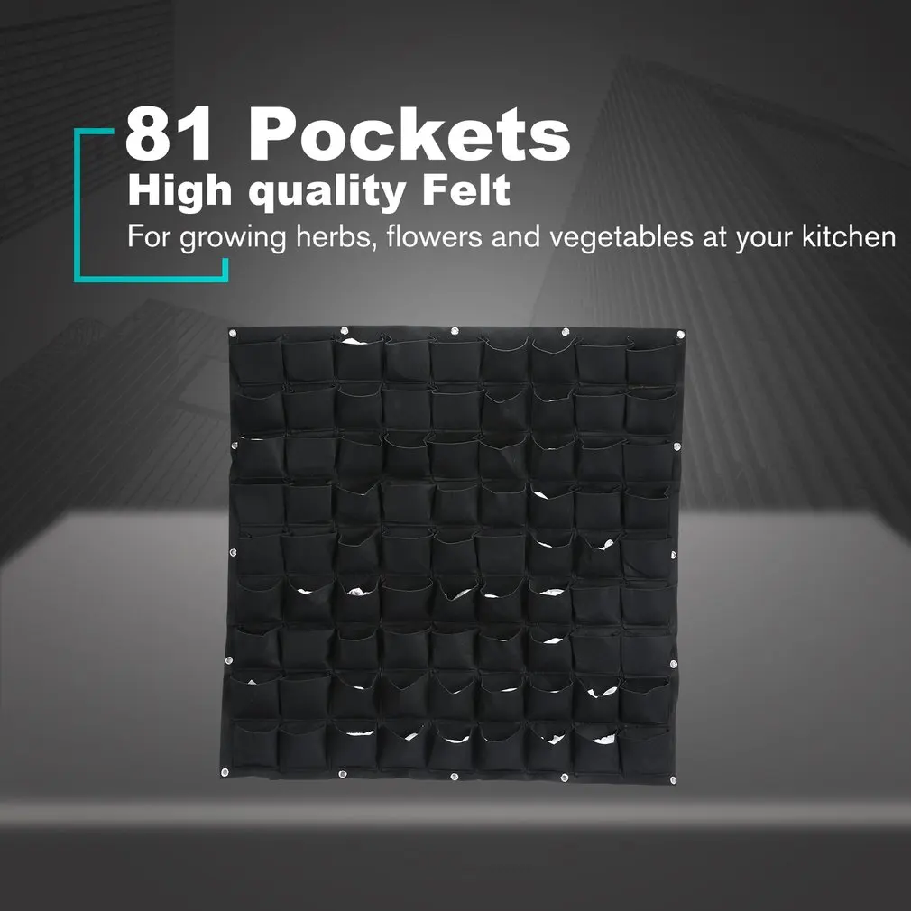 Black 81 Pockets 72/81 карманы, сумки для посадки, вертикальные подвесные настенные сумки для роста растений, товары для дома, инструменты для украшения сада - Цвет: Black 81 Pockets