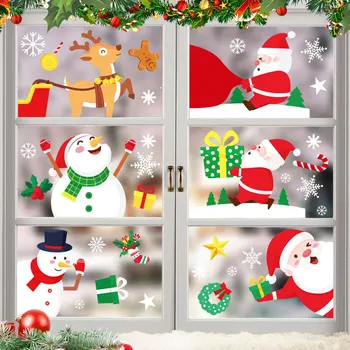 

2020 Merry Christmas Window Stickers Home Wall Christmas Ornaments Glass Stickers New Year Home Applique Decoration