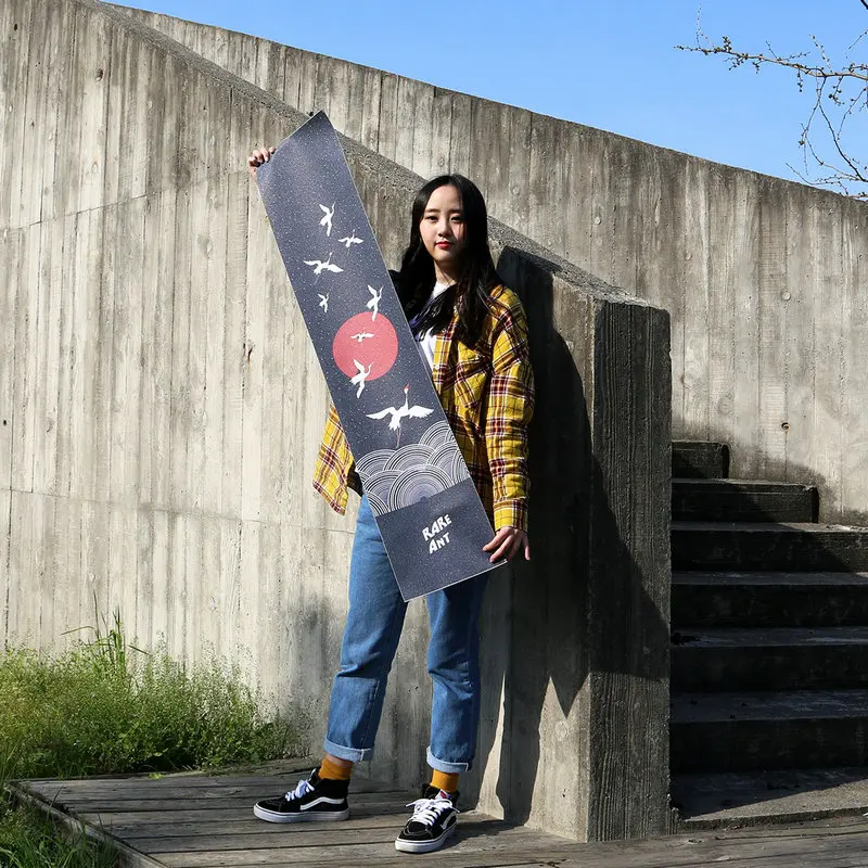 120*25cm Long Skateboard Sandpaper Scooter Sticker Wear Resistant Sand Sticker Skateboard Decoration Sticker Riding Accessories