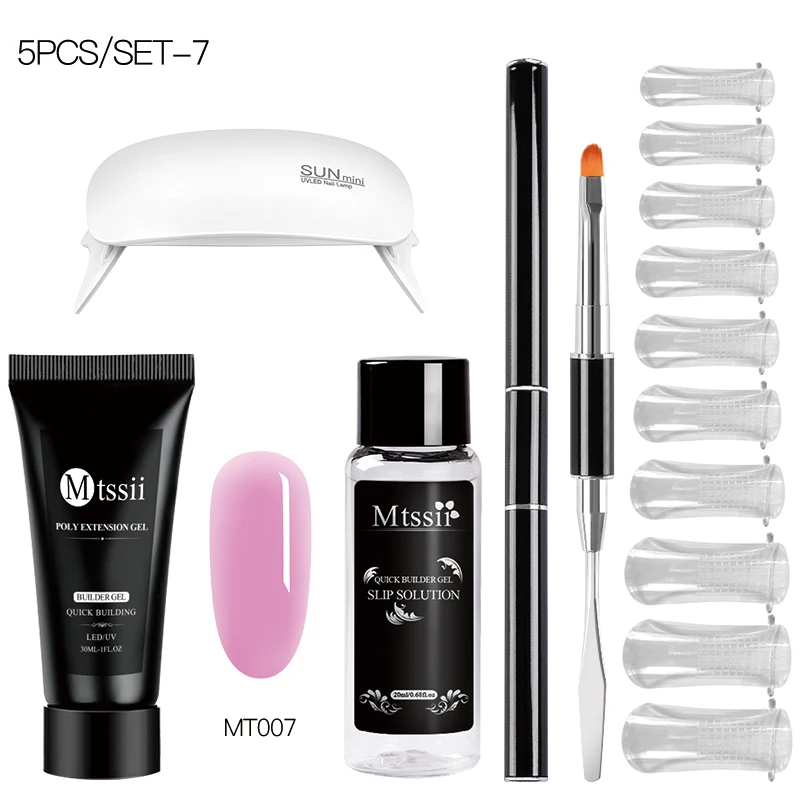 

Mtssii Poly Extension Gel Kits Extend Fast UV Poly Nail Gel Builder Slip Solution Nail Form Nail Art Brush Nail Tools Set