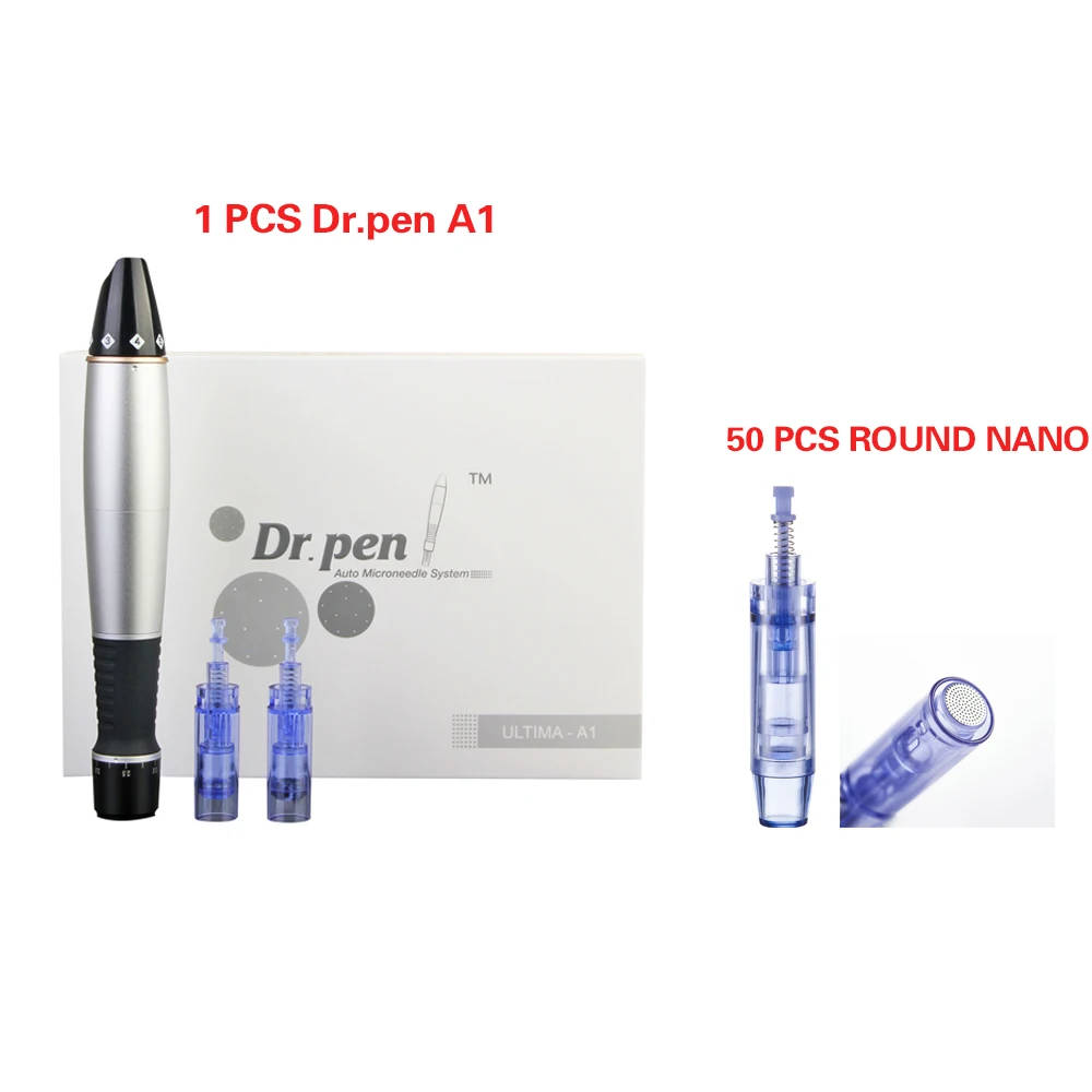 dr.pen ROUUND NANO Dr.Pen Ultima A1 электрическая Дерма ручка с 50 микроиглы мезотерапия Автоматическая микро игла ручка микроиглы система мезо машина - Цвет: dr.pen ROUUND NANO