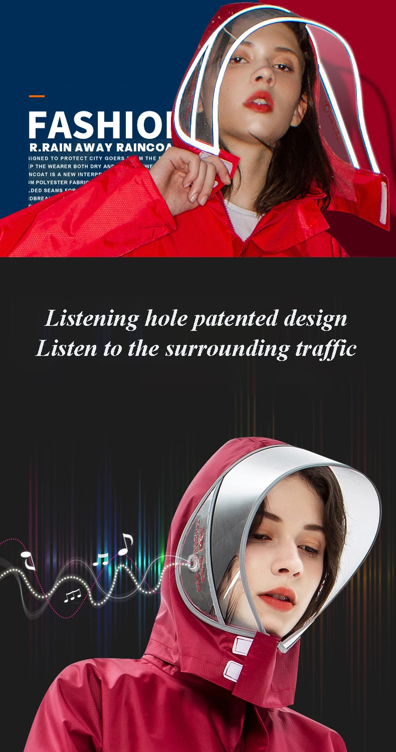 Cape De Pluie Réfléchissante Et Imperméable Casr Poncho Premium Noir