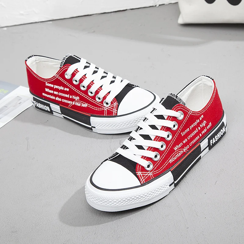 Zapatillas de lona con estampado de moda para hombre y mujer, zapatos planos informales, vulcanizados, Unisex