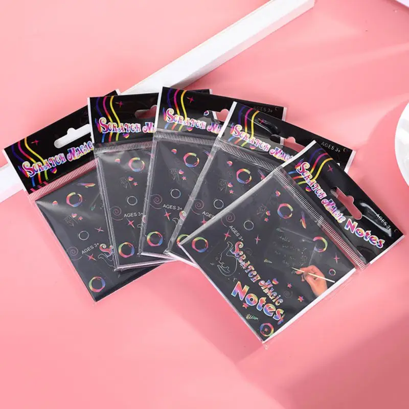 

Hot Sale Kids Drawing Book Toy Rainbow Scraping Painting Art Mini Notes Creative Handmade Children Puzzle Scraper Paper