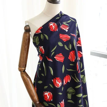 

printed tulip fabric elasticity jersey fabric for sewing dress or garment KA43-TJ0770
