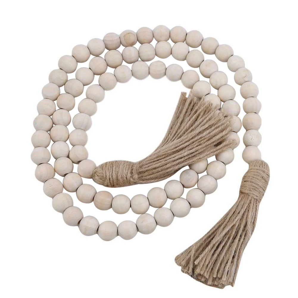 With Tassels Wedding Decoration Window Office Door Home Wooden Beads String Hanging Wall Restaurant Rural Cafe Birthday Party