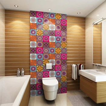 

Moroccan Style Pvc Retro Living Room Bedroom Wallpaper Wall Stickers Kitchen Oil Proof Bathroom Waterproof Stickers