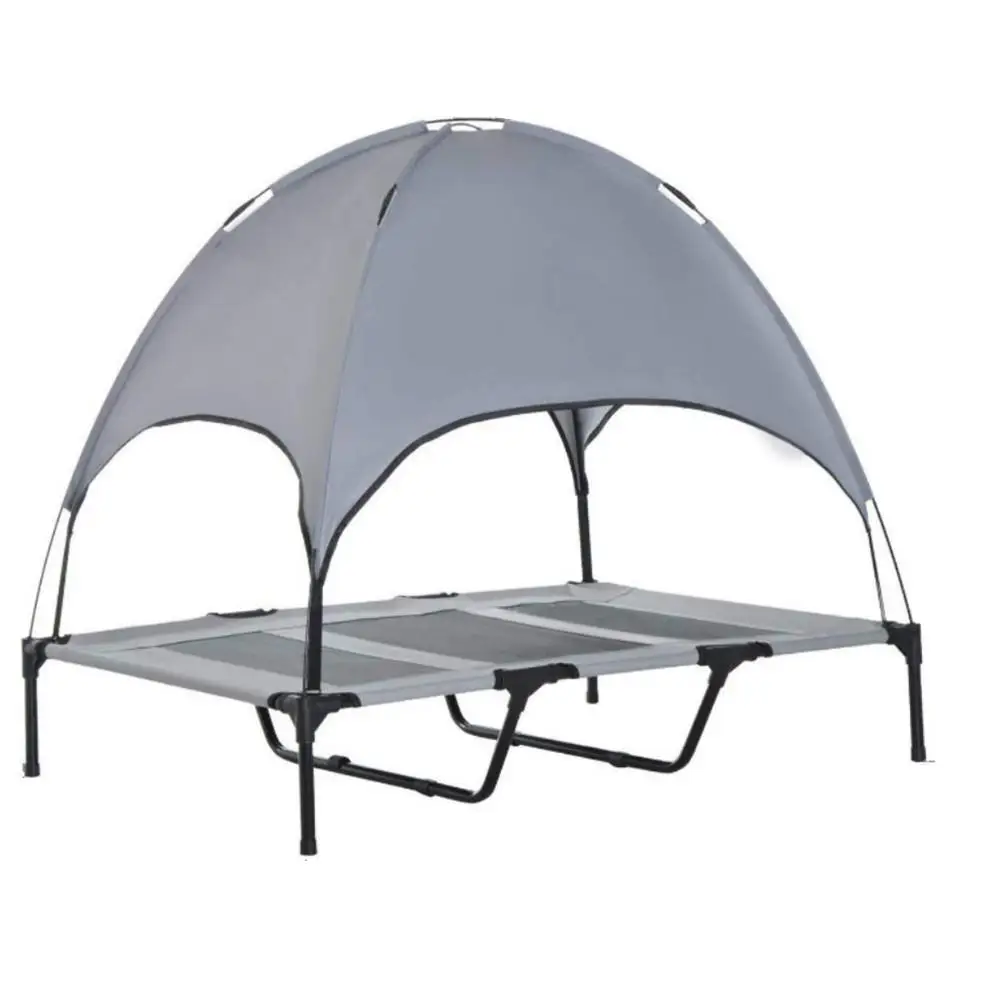 PetBedWithCanopyPortableDogCampTentRaisedDogBedWithSun