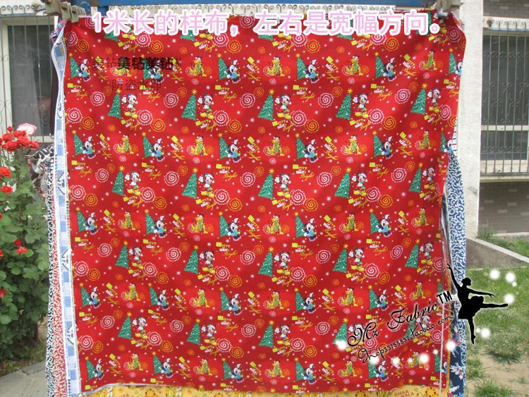 110 см ширина Микки Маус веселая и действительно яркая красная хлопковая ткань для детского Рождественского украшения DIY-BK597