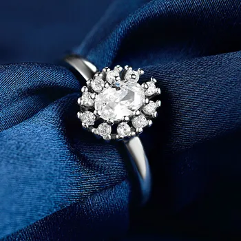 

full of diamond zircon 925 pure silver ring femininity simple students open the ring index finger ring.