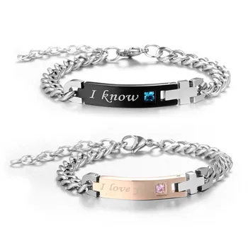 

Stainless Steel Couple Bracelet For Women Men Queen King Birthday Anniversary Crystal Charm Bracelets Jewelry