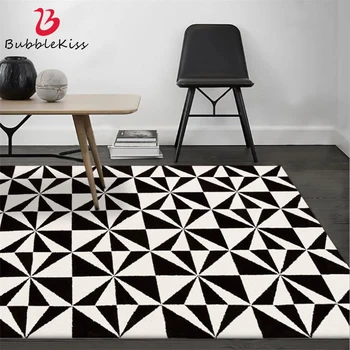 

Bubble Kiss Modern Design Area Rug for Home Living Room Black and White Geometric Mosaic Pattern Rugs Christmas Rug Floor Mat