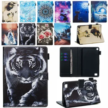

Amazon New Kindle Fire 7 2017 2019 Painted Pattern Flip Leather Case Smart Folding Bracket Tablet Cover Auto Sleep/ Wake