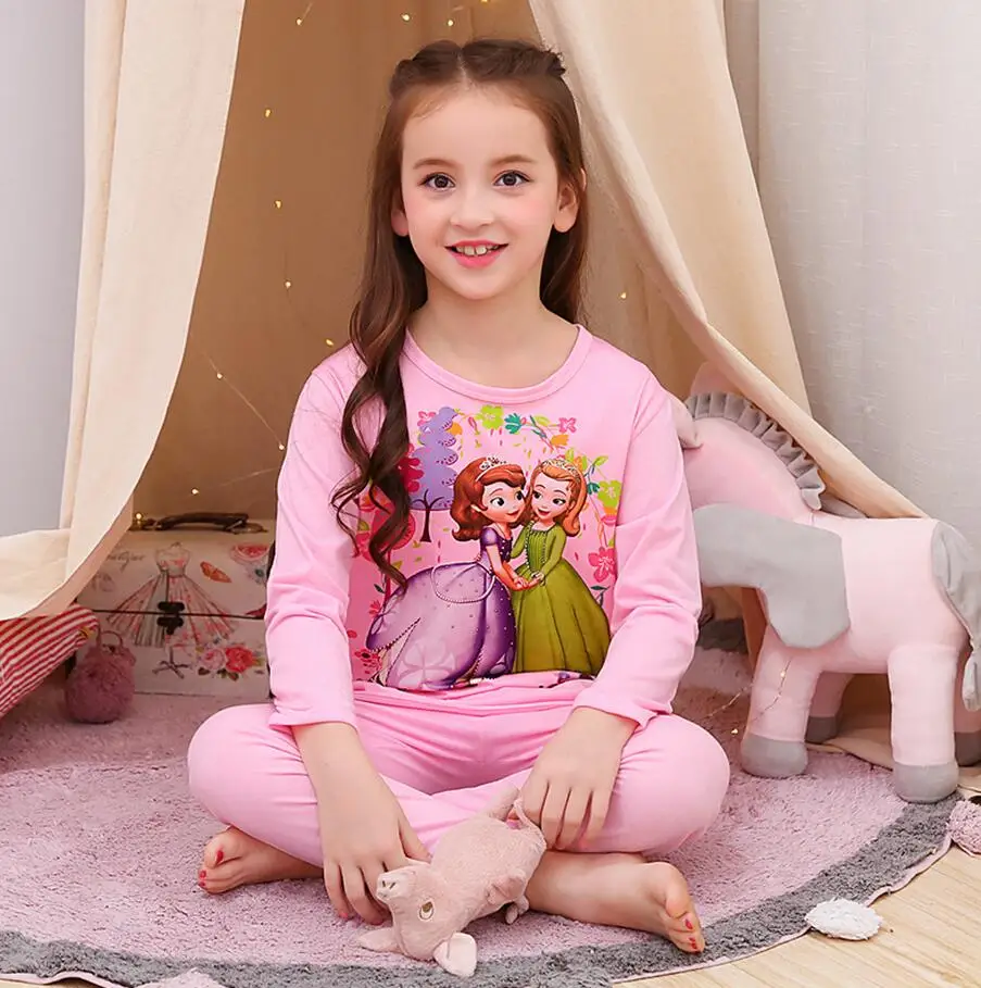 style 27 С фабрики осень-зима детей Комплекты детской одежды для девочек, одежда для сна с длинными рукавами для маленьких девочек, ночная рубашка с мультяшным принтом пижамный комплект - Цвет: style 27