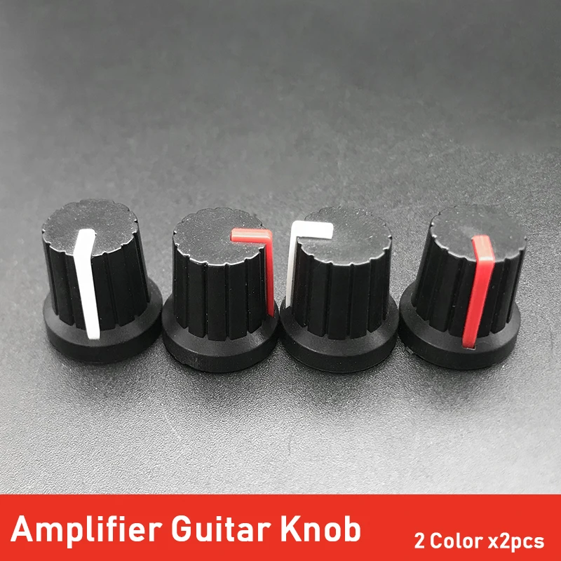 

2pcs Guitar Amplifier Amp Effect Pedal Knobs Potentiometer Control Knobs Caps Black White/Red Indicator Lines